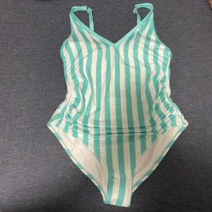 One piece striped bathing suit